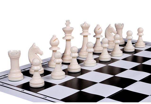 Tablero de ajedrez de plástico, plegable, blanco / negro